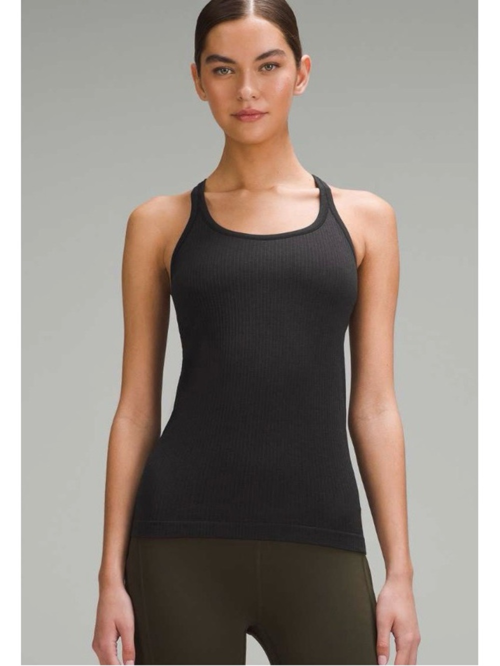 Black Ribbed Racerback Tank Top - Women's